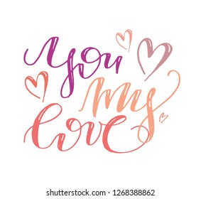 Hand drawn doodle lettering - love you
