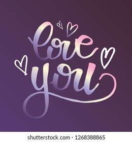 Hand drawn doodle lettering - love you