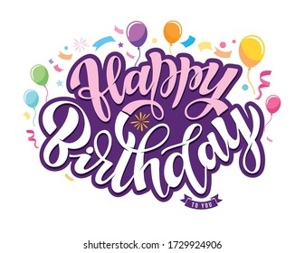 Hand drawn doodle lettering postcard - Happy Birthday! Invitation, banner, poster, t-shirt design - template design art. 
