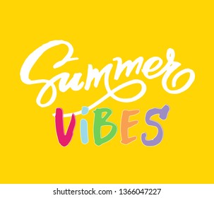 Hand drawn doodle lettering poster - Summer Vibes