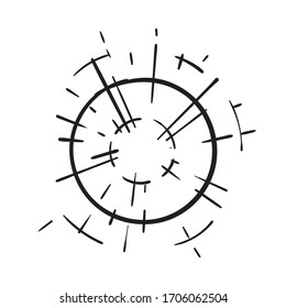 hand drawn doodle light beam, light burst illustration vector isolated