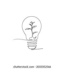 ilustración de la planta de la bombilla de doodle dibujada a mano en el vector de estilo de arte de línea continua