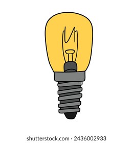 Icono de bombilla de garabato dibujado a mano. Contorno del clipart de familia. Dibujado a mano arte vector.