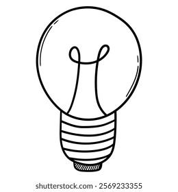Hand drawn doodle light bulb isolated on white background. Vector illustration.