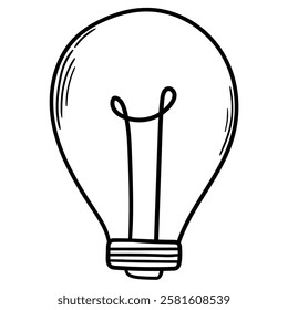 Hand drawn doodle light bulb isolated on white background. Vector illustration.