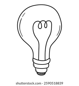 Hand drawn doodle light bulb isolated on white background. Vector illustration.
