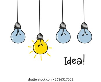 Hand drawn doodle light bulb, business, idea, leadership concept