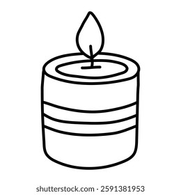 Hand drawn doodle light candle isolated on white background