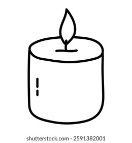 Hand drawn doodle light candle isolated on white background