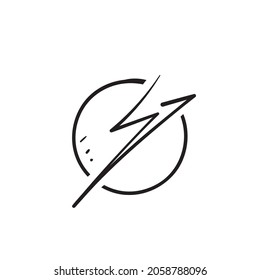 hand drawn doodle lightning power icon illustration