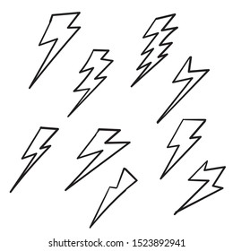 hand drawn doodle lightning thunder strike illustration with single line