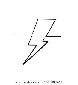 hand drawn doodle lightning thunder strike illustration with single line