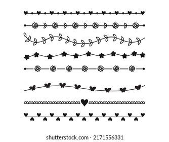 Hand drawn doodle line borders. Elements