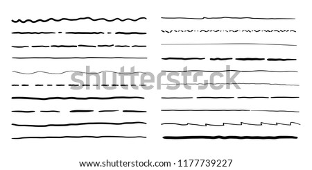 Hand drawn doodle line borders set. Vector pencil scribble sketch pattern for frames design