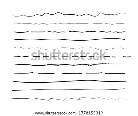 Hand drawn doodle line borders set. Vector pencil scribble sketch pattern for frames design