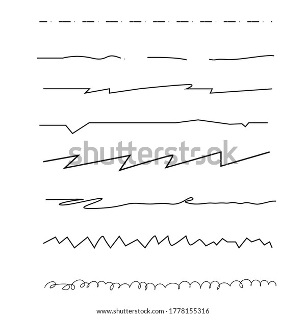 Hand drawn doodle line borders\
set. Vector pencil scribble sketch pattern for frames\
design
