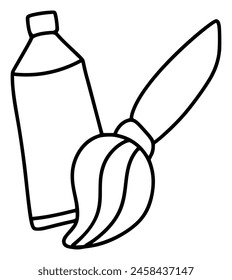 pincel de línea de garabato dibujado a mano y tubo de ilustración de pintura icono. Elemento de diseño