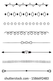 Hand Drawn Doodle line Dividers Borders set design elements