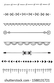 Hand Drawn Doodle line Dividers Borders set design elements