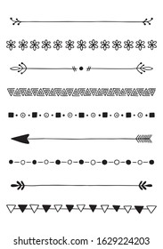 Hand Drawn Doodle line Dividers Borders set design elements