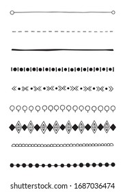Hand Drawn Doodle line Dividers Borders set design elements