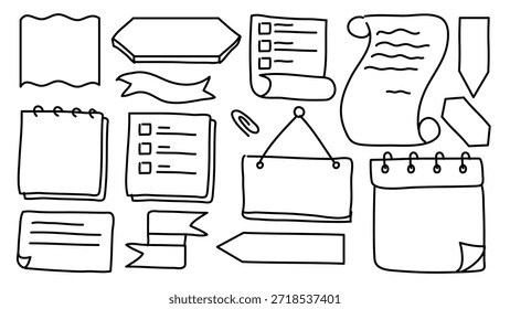 Linha Desenhada À Mão Doodle Notas Papel Etc Elementos Conjunto Coleção Negócios. Ilustração de vetor
