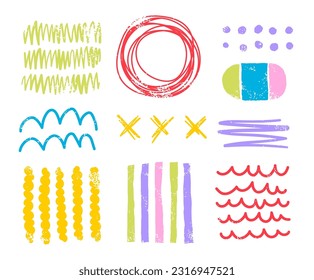 Hand drawn doodle lines curves shapes objects brushes strokes