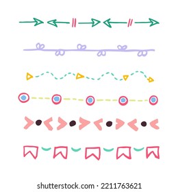 Hand drawn doodle lines set. Ink pen brushes, underline pencil strokes, drawing divider collection