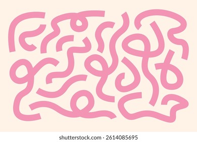 Hand drawn doodle lines. Set of abstract modern geometric curved wavy elements. Use in your designs