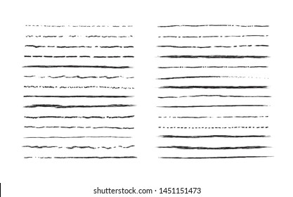 Hand drawn doodle lines. Vintage underline border elements, cartoon frame set, pencil grunge decoration. Vector pen stroke sketch