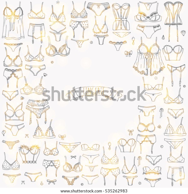 Hand Drawn Doodle Lingerie Icon Set Stock Vector Royalty Free 535262983 