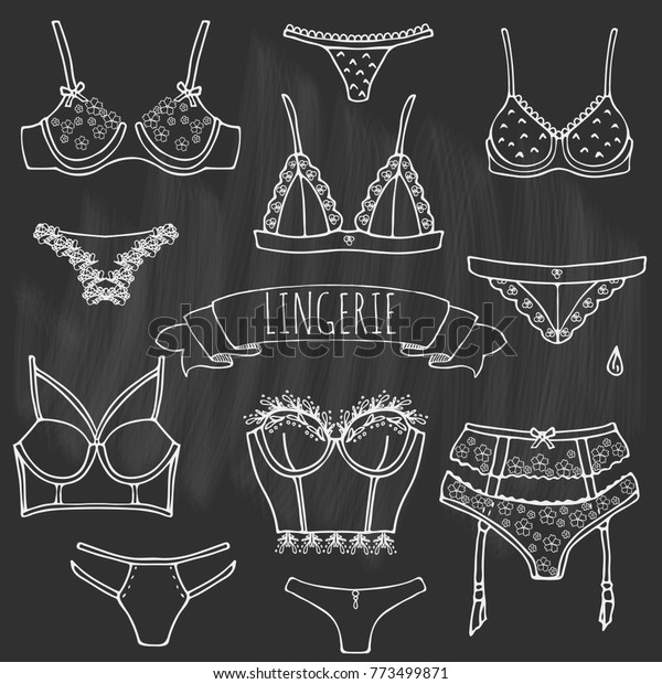 Hand Drawn Doodle Lingerie Icon Set Image Vectorielle De Stock Libre De Droits 773499871 