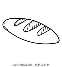 Handgezeichnetes Doodle-Brot einzeln auf weißem Hintergrund. Vektorgrafik.