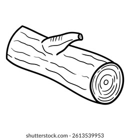 Hand drawn doodle log isolated on a white background. Vector illustration.