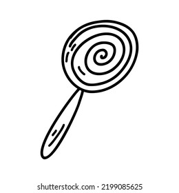 Hand drawn doodle lollipop. Vector sketch illustration, line art for web design, icon, print, coloring page