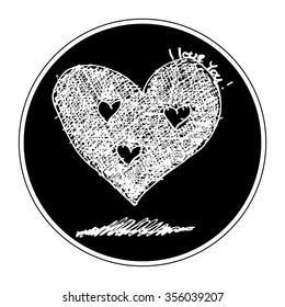 Hand drawn doodle of a love heart design