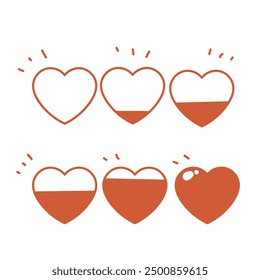 Doodle dibujado a mano indicador de amor medidor
