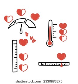 hand drawn doodle love meter indicator illustration vector