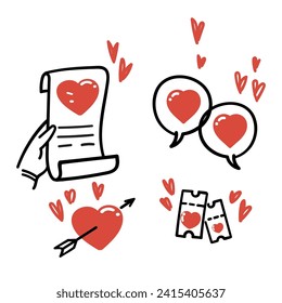 hand drawn doodle love related icon drawing illustration