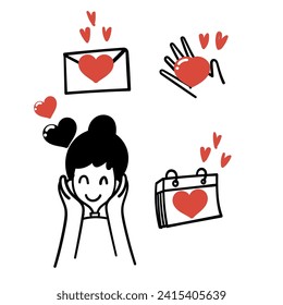 hand drawn doodle love related icon drawing illustration