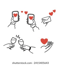 hand drawn doodle love related icon drawing illustration