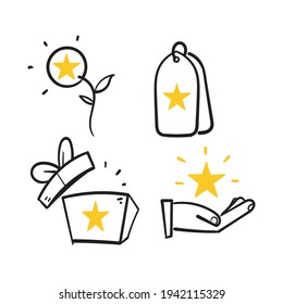 hand drawn doodle Loyalty program line icons collection. isolated