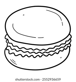 Hand drawn doodle macaroon isolated on white background. Vector illustration.