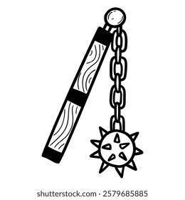 Hand drawn doodle mace isolated on white background. Vector illustration.