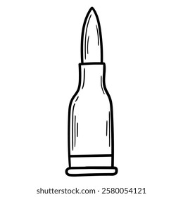 Hand drawn doodle machine gun bullet isolated on white background. Vector illustration.