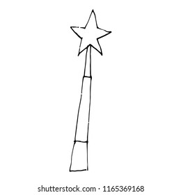 Hand drawn doodle magic wand.Perfect for invitation, greeting card, coloring book, textile print.