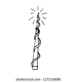 Hand drawn doodle magic wand.Perfect for invitation, greeting card, coloring book, textile print.