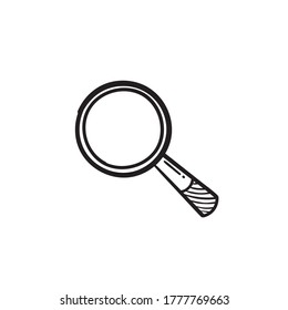 Hand Drawn Doodle Magnifying Glass Icon Drawing Style