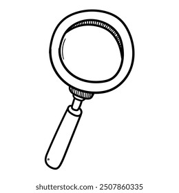 Hand drawn doodle magnifying glass isolated on white background. Vector illustration.