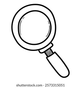 Hand drawn doodle magnifying glass isolated on white background. Vector illustration.